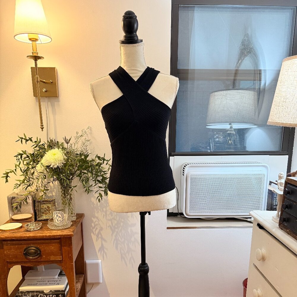 Cropped Halter Ribbed Knit Tank